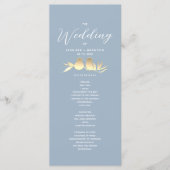 Programme Mariage tourtereaux or poussiéreux bleu (Devant)