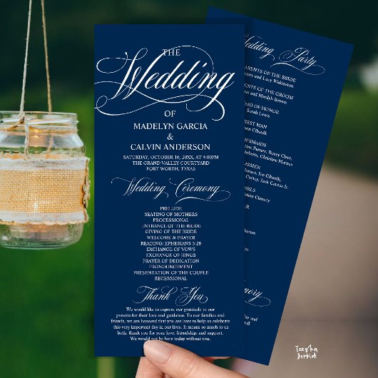 Programme Mariage Tout En Un Écriture Moderne Bleu Marine