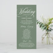 Programme Mariage Tout En Un Écriture Moderne Vert Sauge (Debout devant)