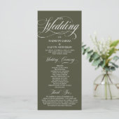 Programme Mariage Tout En Un Olive Verte Moderne Script (Debout devant)
