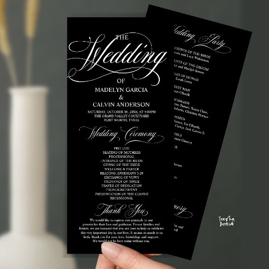 Programme Mariage Tout en Un Script Moderne Noir et Blanc