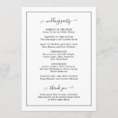 Programme Mariage traditionnel avec monogramme noir et blanc (Dos)