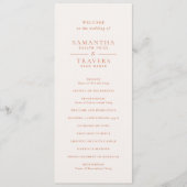 Programme Mariage traditionnel Burnt Orange élégant (Devant)