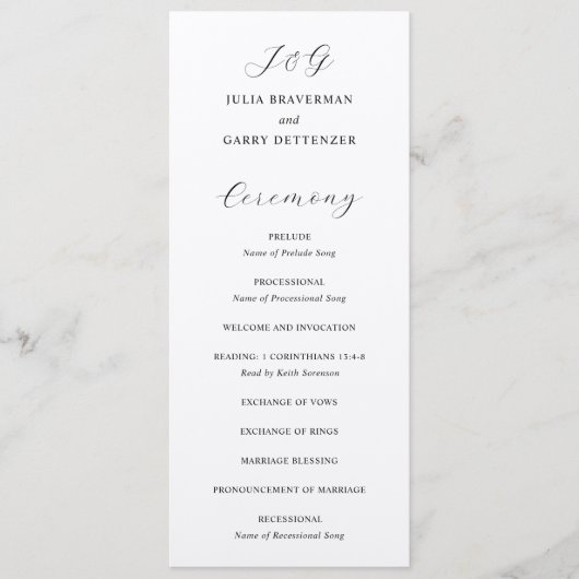 Programme Mariage traditionnel élégant (Devant)