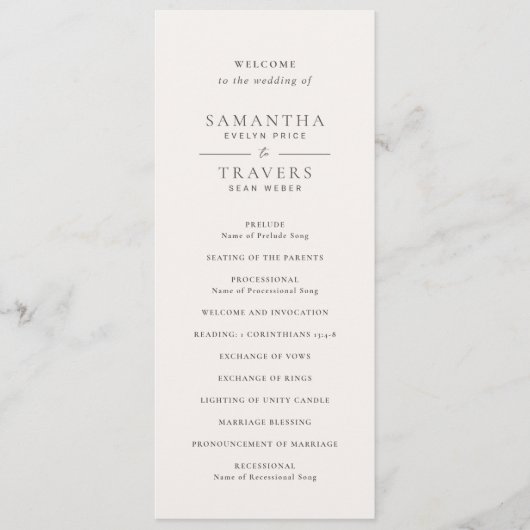 Programme Mariage traditionnel gris élégant (Devant)