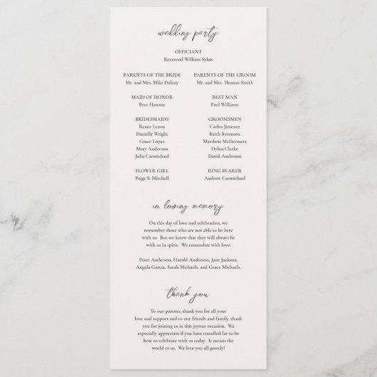 Programme Mariage traditionnel gris élégant (Dos)