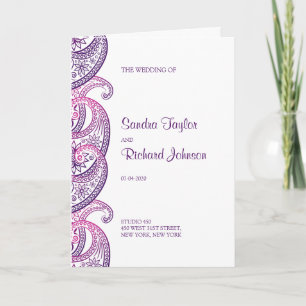 Programme Mariage traditionnel indien Paisley et rose