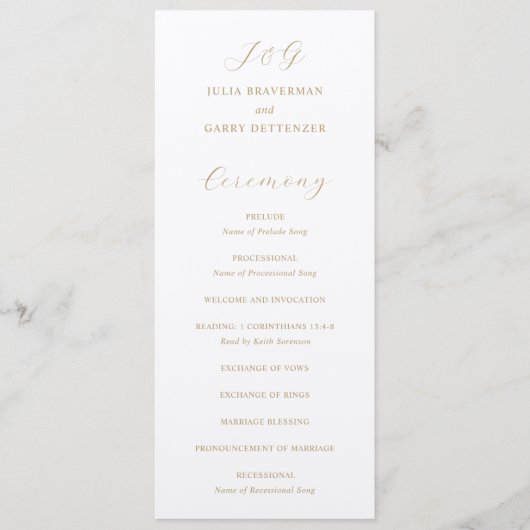 Programme Mariage traditionnel ivoire et or élégant (Devant)