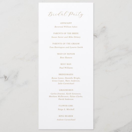 Programme Mariage traditionnel ivoire et or élégant (Dos)