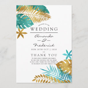 Programme Mariage Tropical de Teinte Turquoise et Or