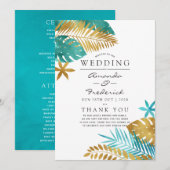 Programme Mariage Tropical de Teinte Turquoise et Or (Devant / Derrière)