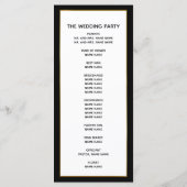 Programme Mariage tropical moderne Black White Gold Palm Tre (Dos)