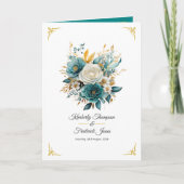 Programme Mariage turquoise et or Floral (Devant)