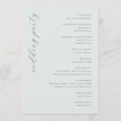 Programme Mariage Typographique à la Menthe Sophistiqué (Dos)