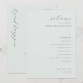 Programme Mariage Typographique à la Menthe Sophistiqué (Devant / Derrière)