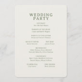 Programme Mariage Typographique Élégante Olive (Dos)