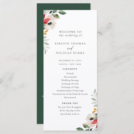 Programme Mariage végétal d'hiver (Devant / Derrière)