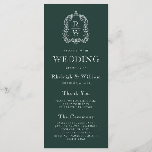 Programme Mariage vert de la forêt de crête de Monogramme (Devant)