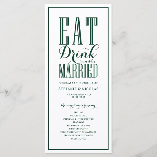 Programme Mariage Vert de la Forêt Manger Boire et être Mari (Devant)