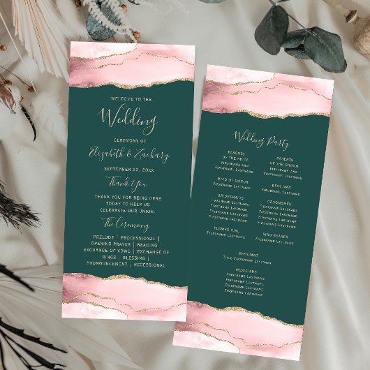Programme Mariage Vert Émeraude Agate Or Rose