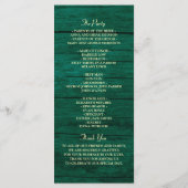 Programme Mariage Vert Émeraude Rustique (Dos)