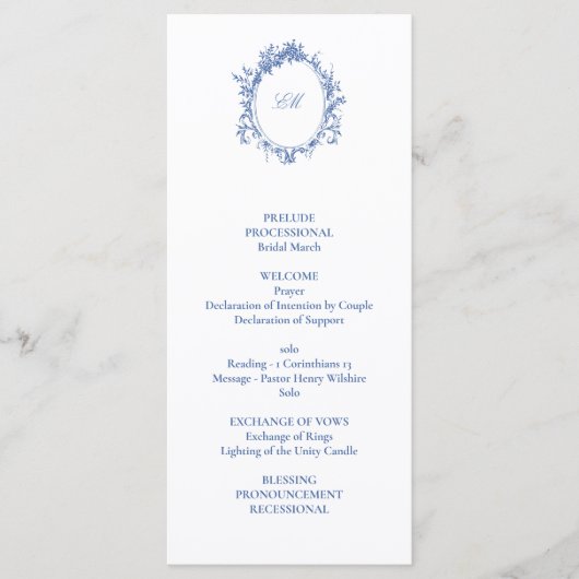 Programme Mariage Victorian French Blue Toile (Devant)