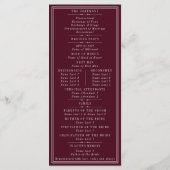 Programme Mariage Vintage Blason Monogramme Bordeaux & Ivoir (Dos)