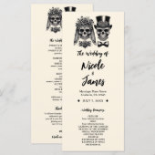 Programme Mariage Vintage Crâne Noir & Or Crème  (Devant / Derrière)