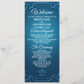Programme Mariage Vintage Géométrique Bleu Turquoise Élégant (Devant)