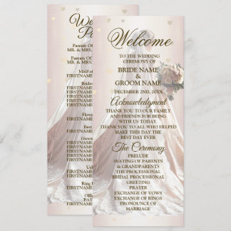 Programme Mariée d'hiver rose Golden Shiny Hearts