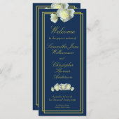 Programme Marine Bleu Elegant Gold Script encadré Rose blanc (Devant / Derrière)