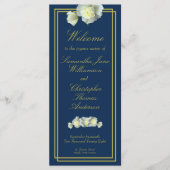 Programme Marine Bleu Elegant Gold Script encadré Rose blanc (Devant)