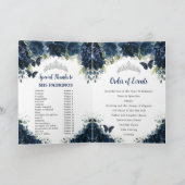 Programme Marine Blue Floral Argent Quinceañera Ordre de l'é (Intérieur)
