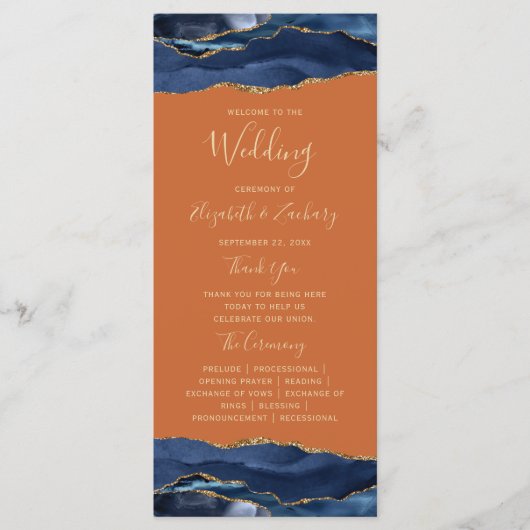 Programme Marine Blue Gold Agate Brûlé Orange Mariage (Devant)