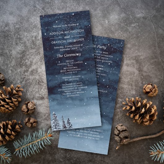 Programme Marine Blue Snowy Hiver Nuit Wonderland Mariage