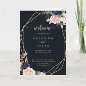 Programme Marine Blush Floral or Mariage géométrique plié (Devant)