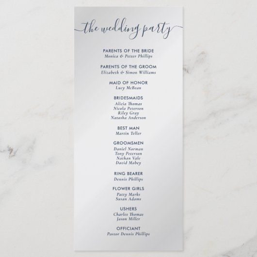 Programme Marine moderne Bleu et argent Nous faisons Mariage (Dos)