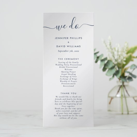 Programme Marine moderne Bleu et argent Nous faisons Mariage (Debout devant)