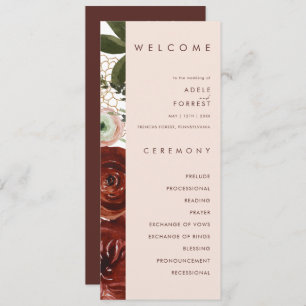 Programme Marsala Autumn Floral   Blush Wedding Program