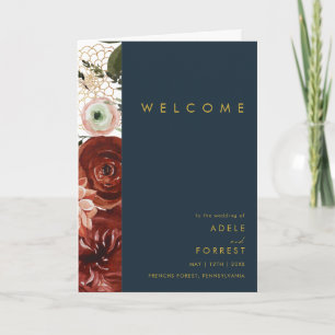 Programme Marsala Autumn Floral Mariage plié Marine