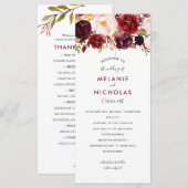 Programme Marsala Floral Wedding Program, 4163 (Devant / Derrière)