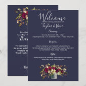 Programme Marsala & Roses à l'aquarelle ivoire | Marine (Devant / Derrière)