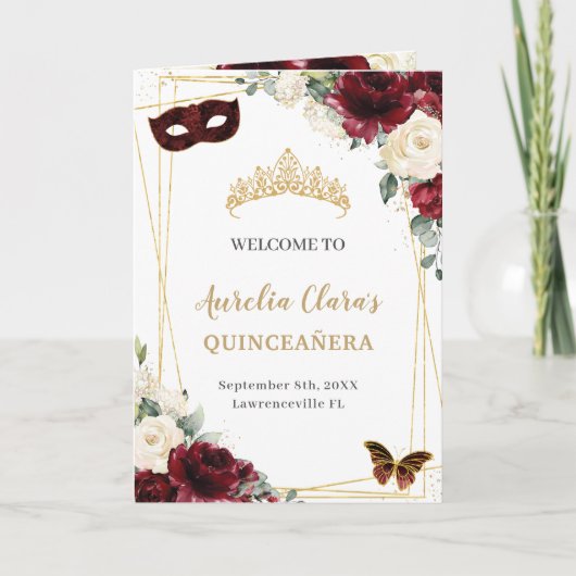 Programme Mascarade de Quinceañera en or floral d'ivoire de (Devant)