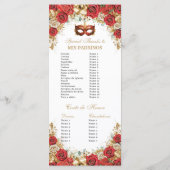 Programme Masque de bal de masquerade floral or rouge Quince (Dos)