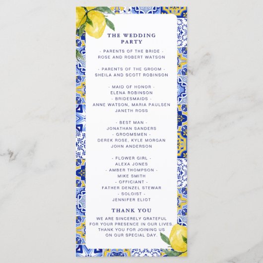 Programme Mediterranean Tile Wedding with Lemons (Dos)