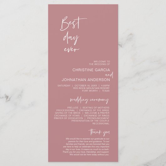 Programme Meilleure journée jamais, Mariage moderne Dusty Ro (Devant)