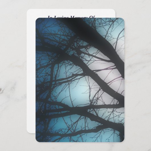 Programme memorial card blue blur tree (Devant / Derrière)