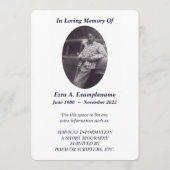 Programme memorial card blue blur tree (Dos)