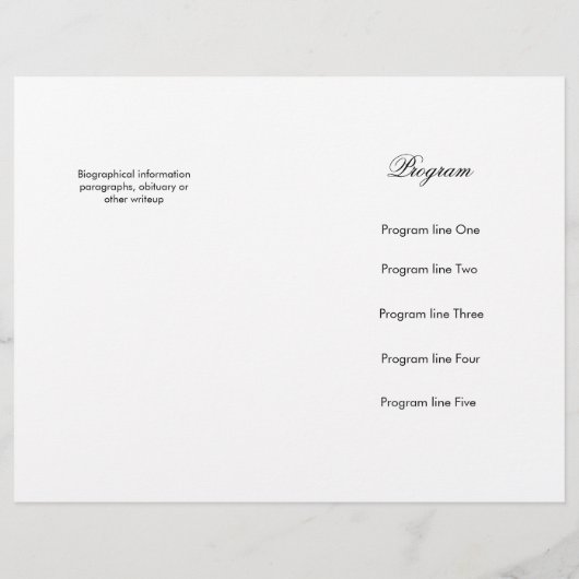 Programme mémorial de la vie (Dos)