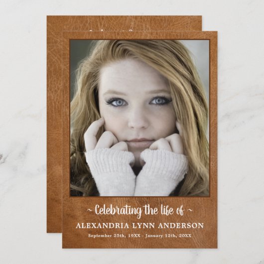 Programme Mémorial en cuir moderne Ordre de service funérail (Devant / Derrière)